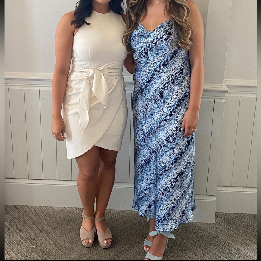 Blue Printed Slip Dresses